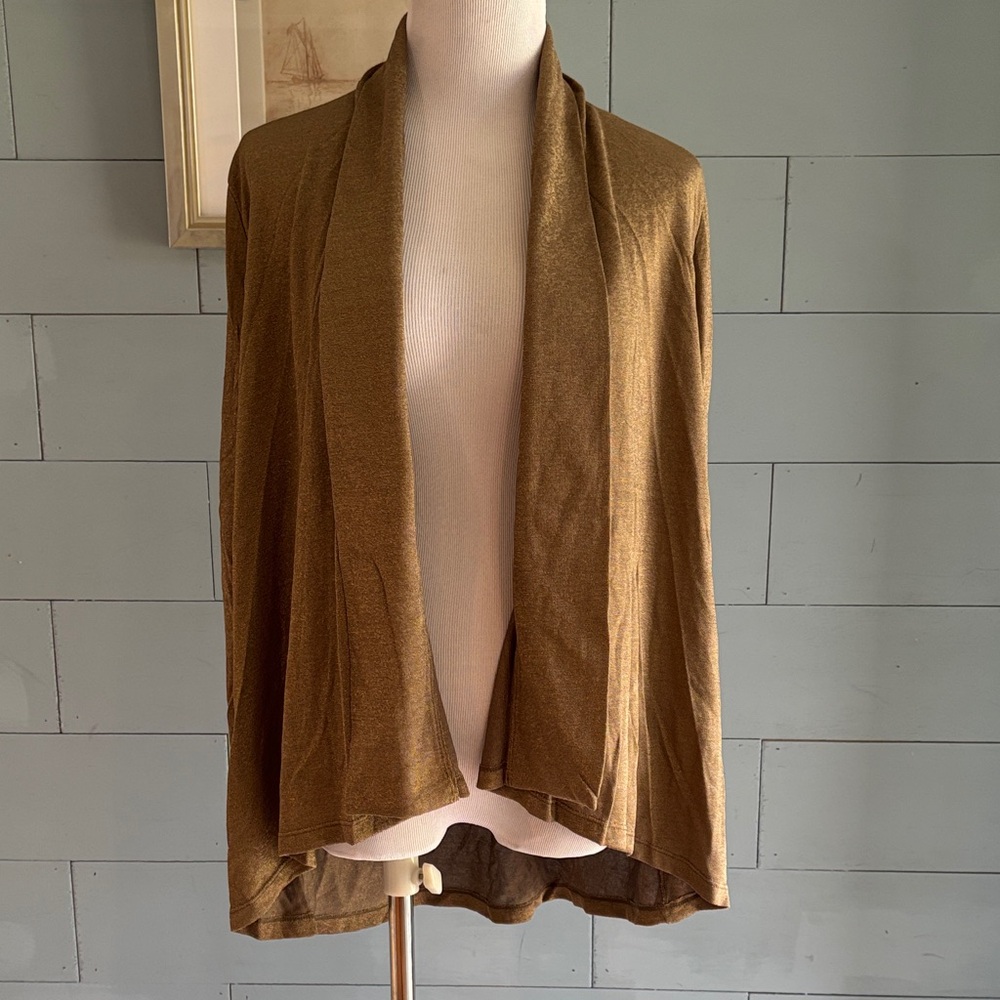 NWT Lauren Ralph Lauren Open-Front Cardigan in metallic Bronze